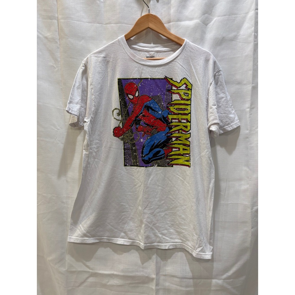 Marvel Spider Man‎ Graphic T Shirt Mens Large White Comic Action